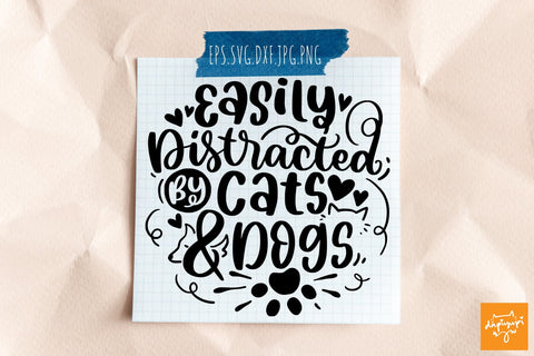 Easily Distracted By Cats And Dogs Quotes SVG SVG dapiyupi store 
