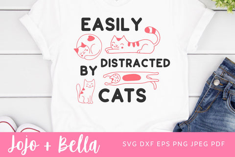 Easily Distracted By Cats SVG, Easily Distracted By Cats And Books Shirt, Unisex T-shirt, Cat Shirt, Book Shirt, Cat Mom Shirt, Literature Shirt SVG Jojo&Bella 