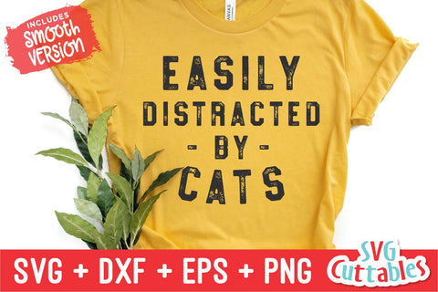 Easily Distracted By Cats svg - Funny Cut File - Cat svg - dxf - eps - png - Silhouette - Cricut - Digital File SVG Svg Cuttables 