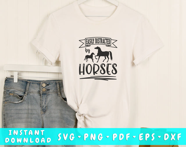 Easily Distracted By Horses SVG, Horse Quote SVG Cut File SVG HappyDesignStudio 