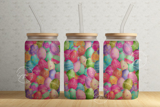 Easter 16 oz Libbey Glass Can Tumbler Sublimation Design, Seamless Rainbow Colour Egg Design, Easter Egg Pattern, Seamless Egg SublimationCalculate profit Sublimation Syre Digital Creations 