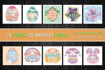 Easter 3D Layered Paper Cut SVG BUNDLE SVG Slim Studio 