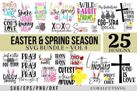 Easter and Spring Season Quote SVG Bundle SVG CoralCutsSVG 