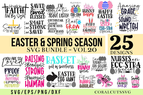 Easter and Spring Season SVG Design Bundle - 25 Design SVG CoralCutsSVG 