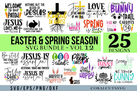 Easter and Spring SVG Bundle - 25 Cutting Files SVG CoralCutsSVG 