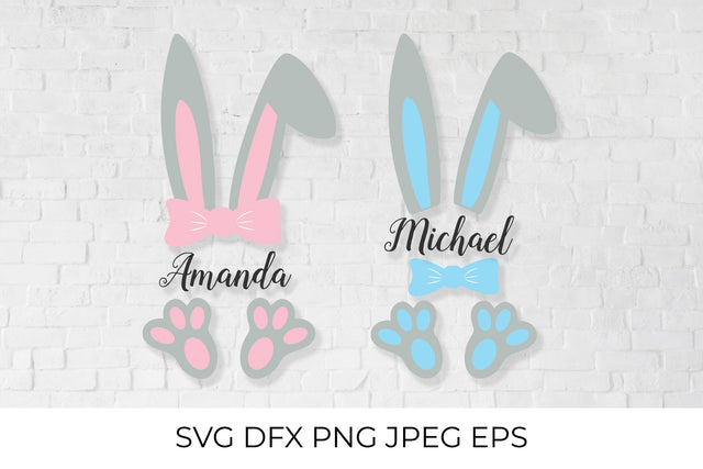 Easter baby monogram for girl and boy with cute bunny ears and paws SVG LaBelezoka 