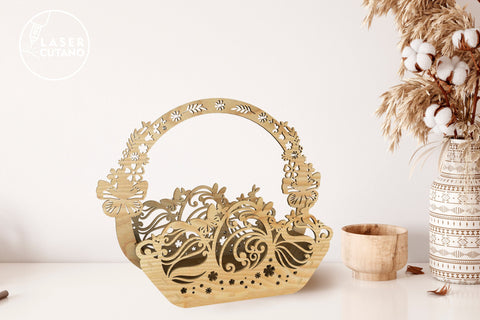 Easter Basket, Egg Holder, Laser Cut Template, 3D Designs, Easter Decoration SVG LaserCutano 