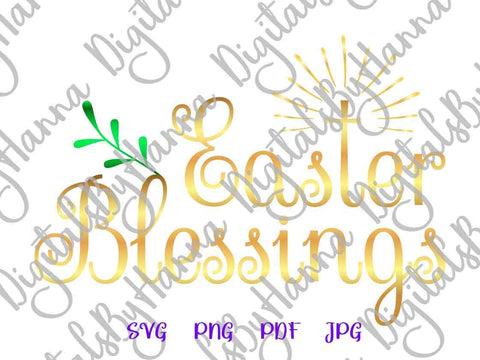Easter Blessings Christian Cross Print & Cut SVG Digitals by Hanna 
