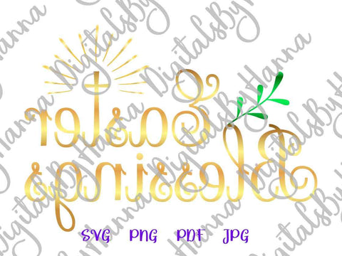 Easter Blessings Christian Cross Print & Cut SVG Digitals by Hanna 