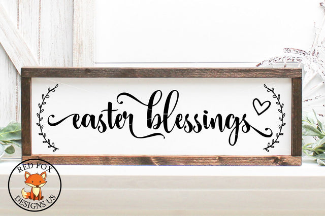 Easter Blessings with wreath, Easter Farmhouse Svg Png Dxf SVG RedFoxDesignsUS 