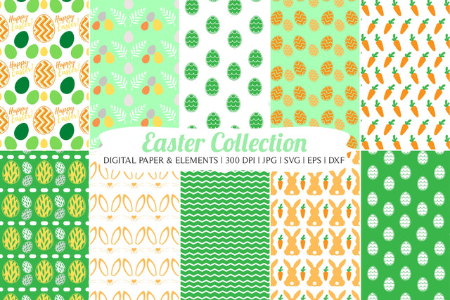 Easter Bundle Seamless Digital Paper & Vectors JPG SVG DXF EPS SVG TheCrafterDepot 