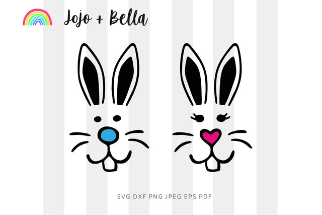 Easter bundle svg , boy girl easter bunny svg, cute bunny face svg, bunny ears svg, svg for cricut, silhouette, sublimation SVG Jojo&Bella 