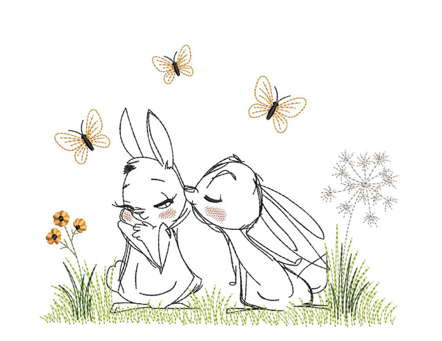 Easter Bunnies Embroidery Design, 4 sizes, Instant Download Embroidery/Applique DESIGNS Nino Nadaraia 