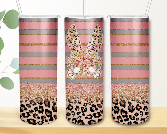 Easter Bunny 20oz Skinny Png, Leopard Bunny Tumbler Png, Easter Day Tumbler Design, Leopard Glitter Tumbler Wrap, Bunny Floral Design Png, Instant Download Sublimation sassyprint 