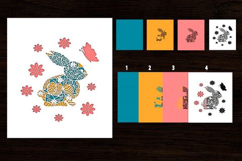 Easter bunny 3D Shadow Box SVG. 3D Layered SVG. Papercut. SVG Samaha Design 