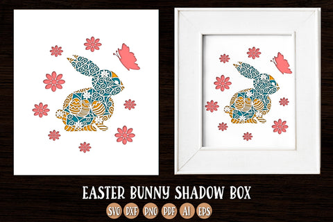 Easter bunny 3D Shadow Box SVG. 3D Layered SVG. Papercut. SVG Samaha Design 