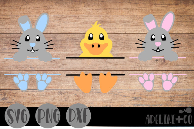 Easter bunny and duck, split monogram, SVG, Easter SVG Adeline&co 