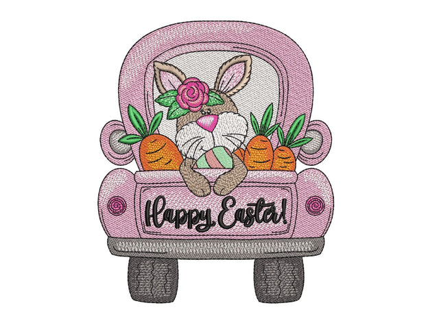 Easter Bunny and Truck Embroidery Design, 3 sizes, Instant Download Embroidery/Applique DESIGNS Nino Nadaraia 