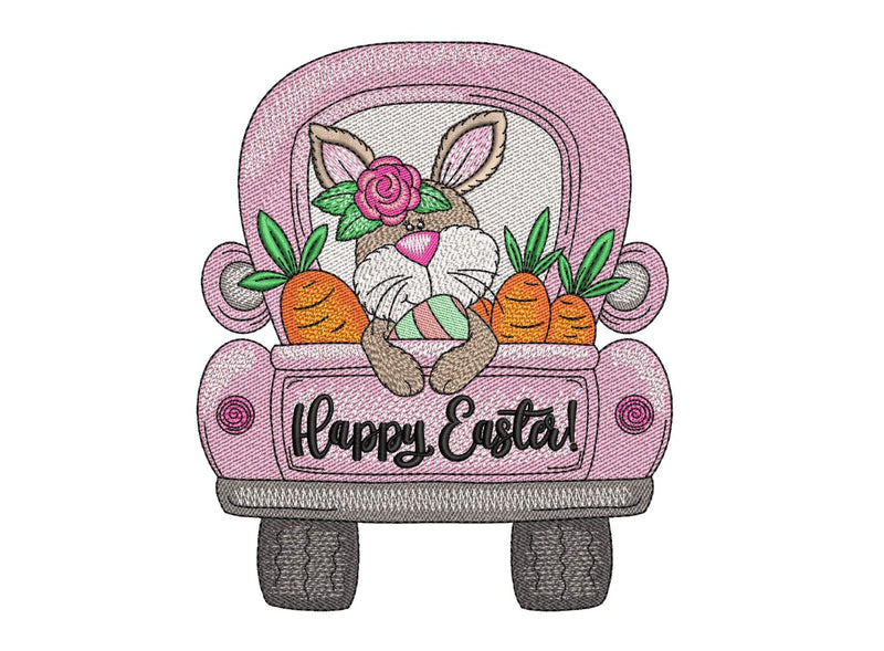 Easter Bunny and Truck Embroidery Design, 3 sizes, Instant Download Embroidery/Applique DESIGNS Nino Nadaraia 