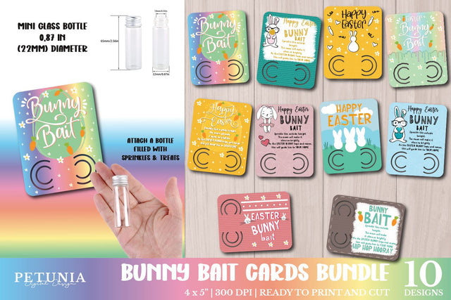 Easter Bunny Bait Cards Bundle | Printable Easter Card Sublimation Petunia Digital Design 