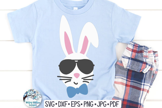 Easter Bunny Boy with Sunglasses and Bow Tie SVG SVG Wispy Willow Designs 