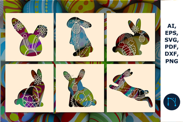 Easter bunny card paper cut SVG Bundle SVG MD JOYNAL ABDIN 