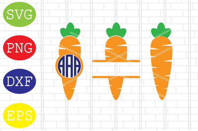 Easter Bunny Carrot Split Monogram Svg, Easter Bunny Svg, Happy Easter Svg, Png, Eps, Dxf Files SVG DigitalSvgFiles 