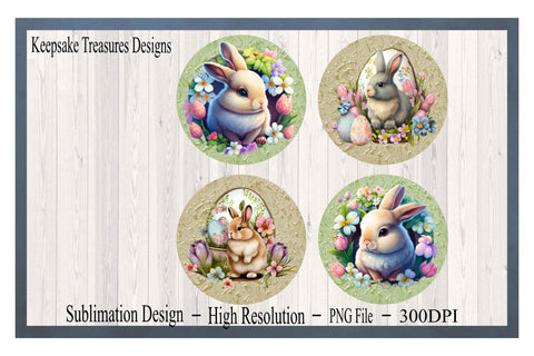 Easter Bunny Coaster Sublimation Design Template, Set of 4, Sublimation PNG, Digital Download, Embossed Texture Paper Sublimation Keepsake Treasures Designs LLC. 
