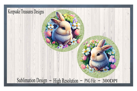 Easter Bunny Coaster Sublimation Design Template, Set of 4, Sublimation PNG, Digital Download, Embossed Texture Paper Sublimation Keepsake Treasures Designs LLC. 