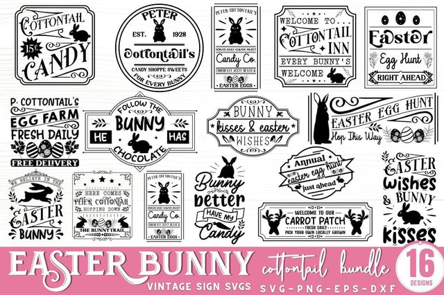 Easter Bunny Cottontain Bundle SVG DESIGNISTIC 