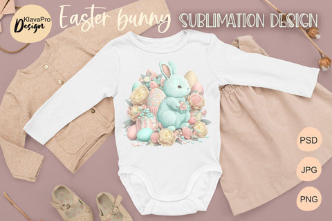 Easter Bunny Cute Sublimation design with flowers, eggs and sweets Sublimation Klava P 