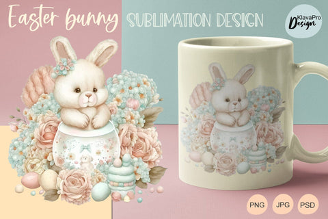 Easter Bunny Cute Sublimation design with flowers, eggs and sweets Sublimation Klava P 