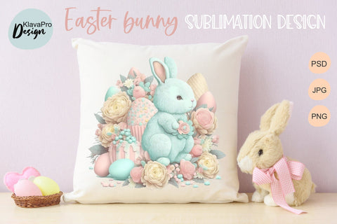 Easter Bunny Cute Sublimation design with flowers, eggs and sweets Sublimation Klava P 