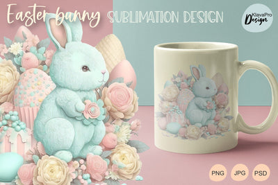 Easter Bunny Cute Sublimation design with flowers, eggs and sweets Sublimation Klava P 