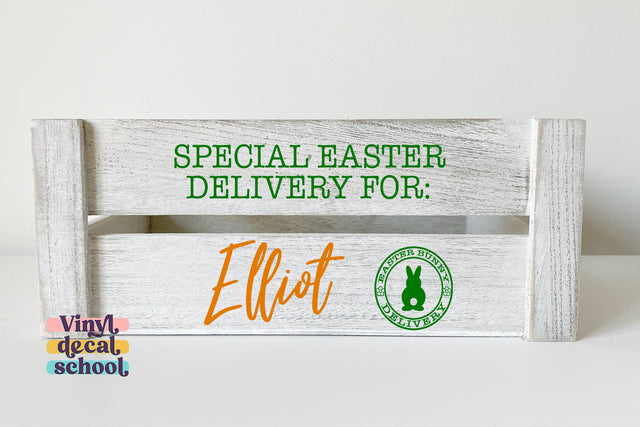 Easter Bunny Delivery Gift Crate Design SVG Vinyl Decal School 