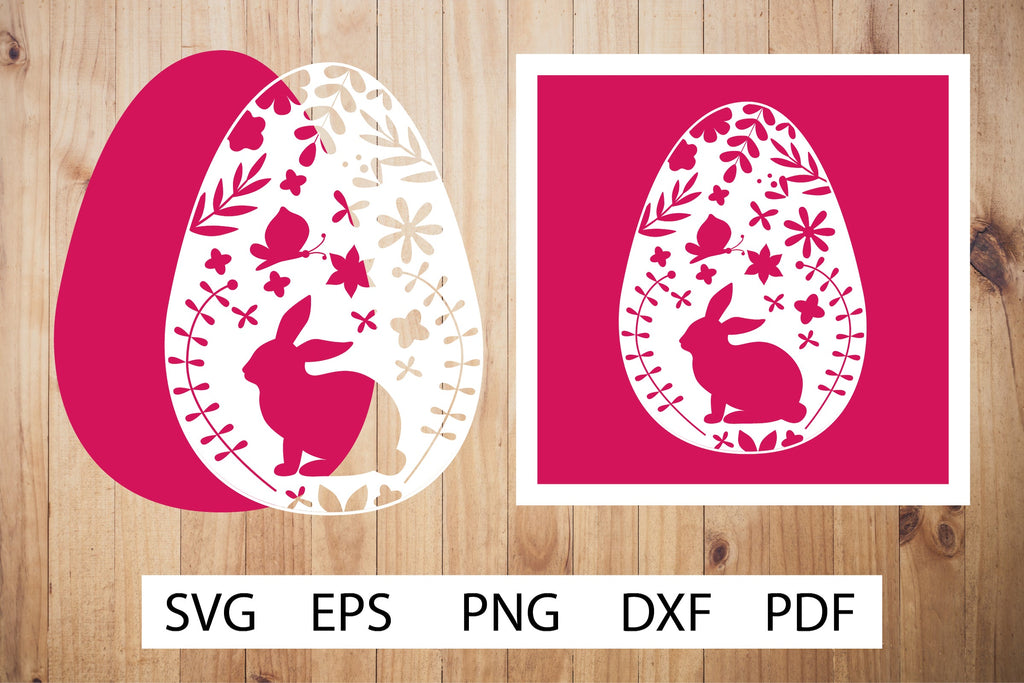 Easter Bunny Designs. Papercut Template. Egg Paper SVG. - So Fontsy