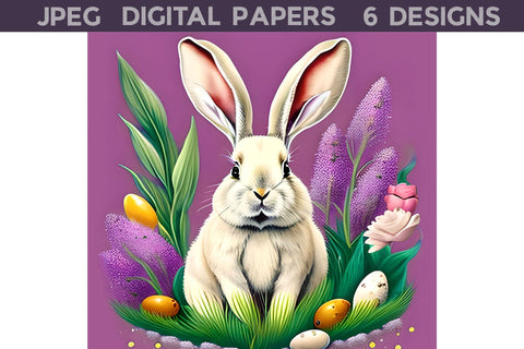 Easter Bunny Digital Papers | Spring Bunny Sublimation Digital Pattern WatercolorColorDream 
