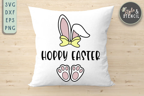 Easter Bunny Ears Feet SVG - Easter Monogram SVG Style and Stencil 