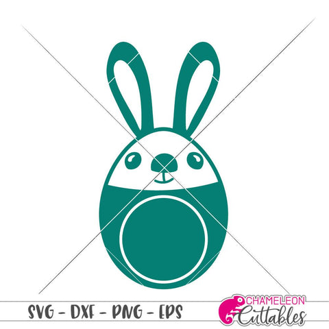 Easter Bunny Egg Monogram Frame - Circle Monogram - SVG SVG Chameleon Cuttables 