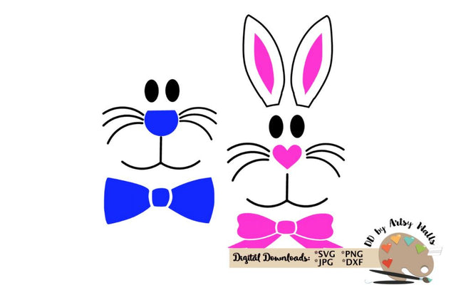 Easter Bunny faces Boy and Girl bunny face SVG The Artsy Spot 
