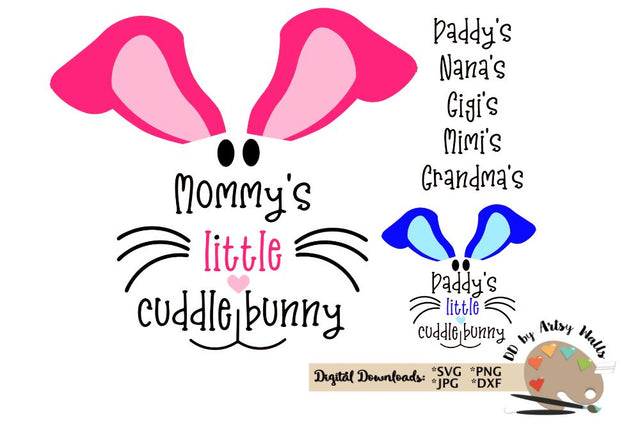 Easter Bunny faces - Little Cuddle Bunny bodysuit toddler t-shirt design SVG The Artsy Spot 