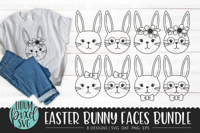 Easter Bunny Faces Mini Bundle SVG Lilium Pixel SVG 