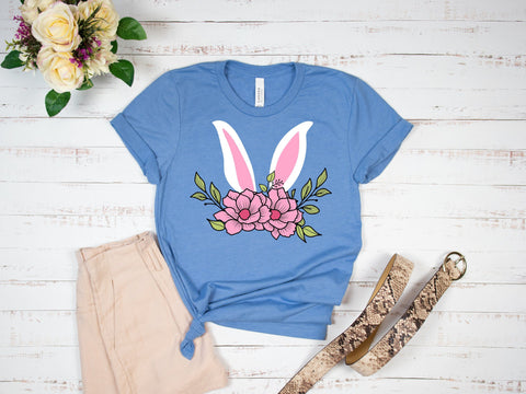 Easter Bunny Floral Head, Floral Wreath, Bunny Ears SVG SVG SmmrDesign 