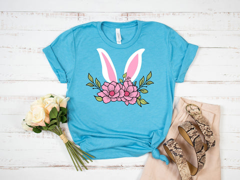 Easter Bunny Floral Head, Floral Wreath, Bunny Ears SVG SVG SmmrDesign 