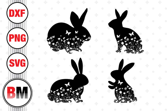 Easter Bunny Floral SVG, PNG, DXF Files SVG BMDesign 
