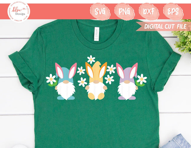 Easter Bunny Flower Gnomes - SVG, PNG, DXF, EPS SVG Elsie Loves Design 