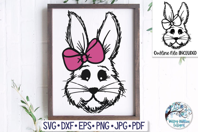 Easter Bunny Girl with Bow SVG SVG Wispy Willow Designs 