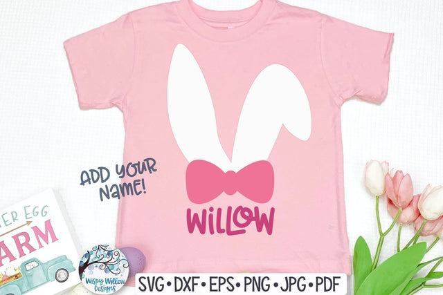 Easter Bunny Girl with Bow SVG SVG Wispy Willow Designs 