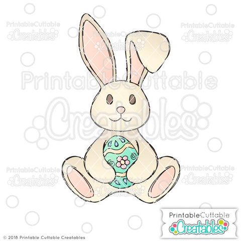 Easter Bunny Holding Egg SVG Printable Cuttable Creatables 