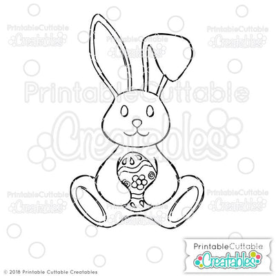 Easter Bunny Holding Egg SVG Printable Cuttable Creatables 